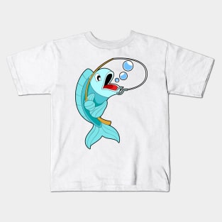 Fish with Fishing rod Kids T-Shirt